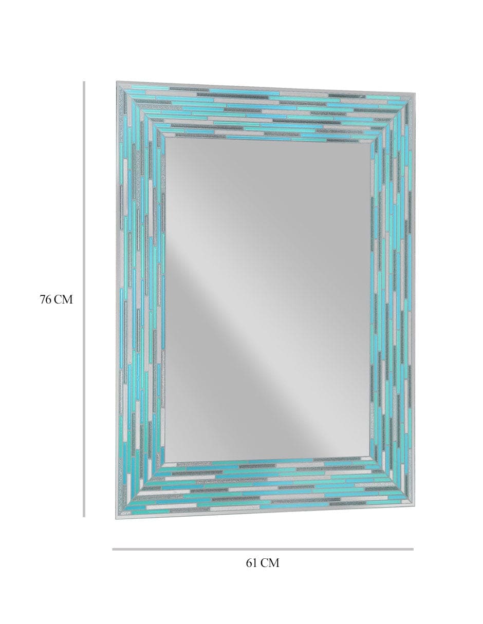 Espejo decorativo impreso con azulejos de vidrio marino azul de caña sin marco