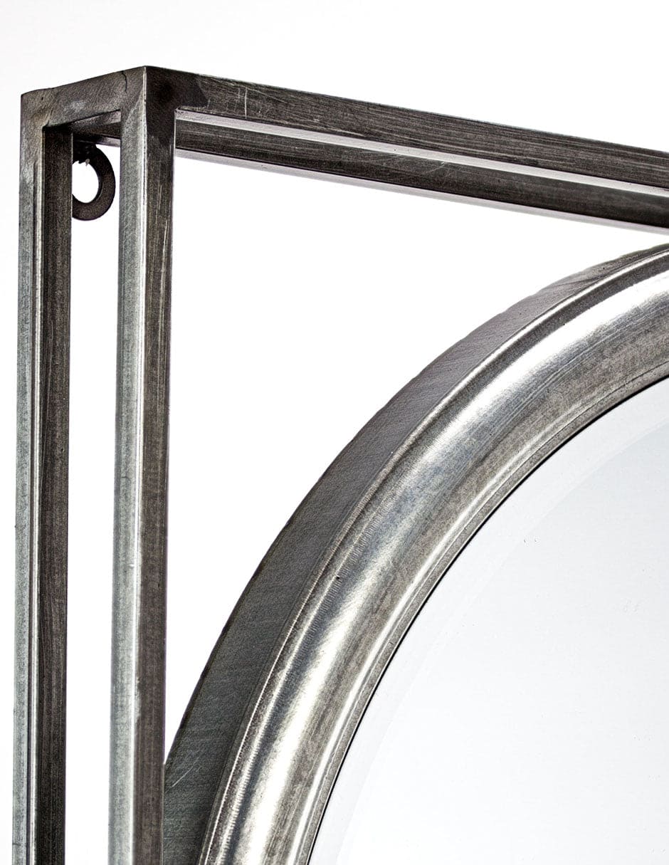Espejo decorativo de pared redondo con doble marco de metal cuadrado envejecido