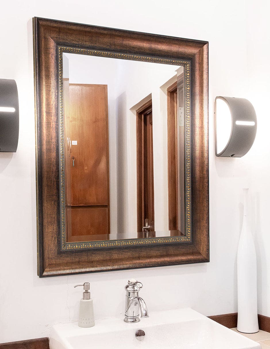 Espejo decorativo para baño rectangular color plata