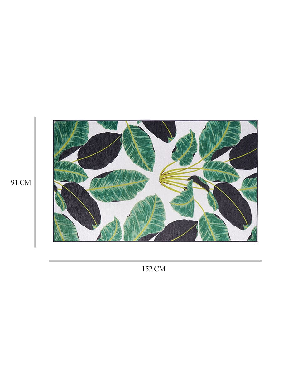 Tapete Decorativo Lavable Hojas de Selva Tropical Esmeralda