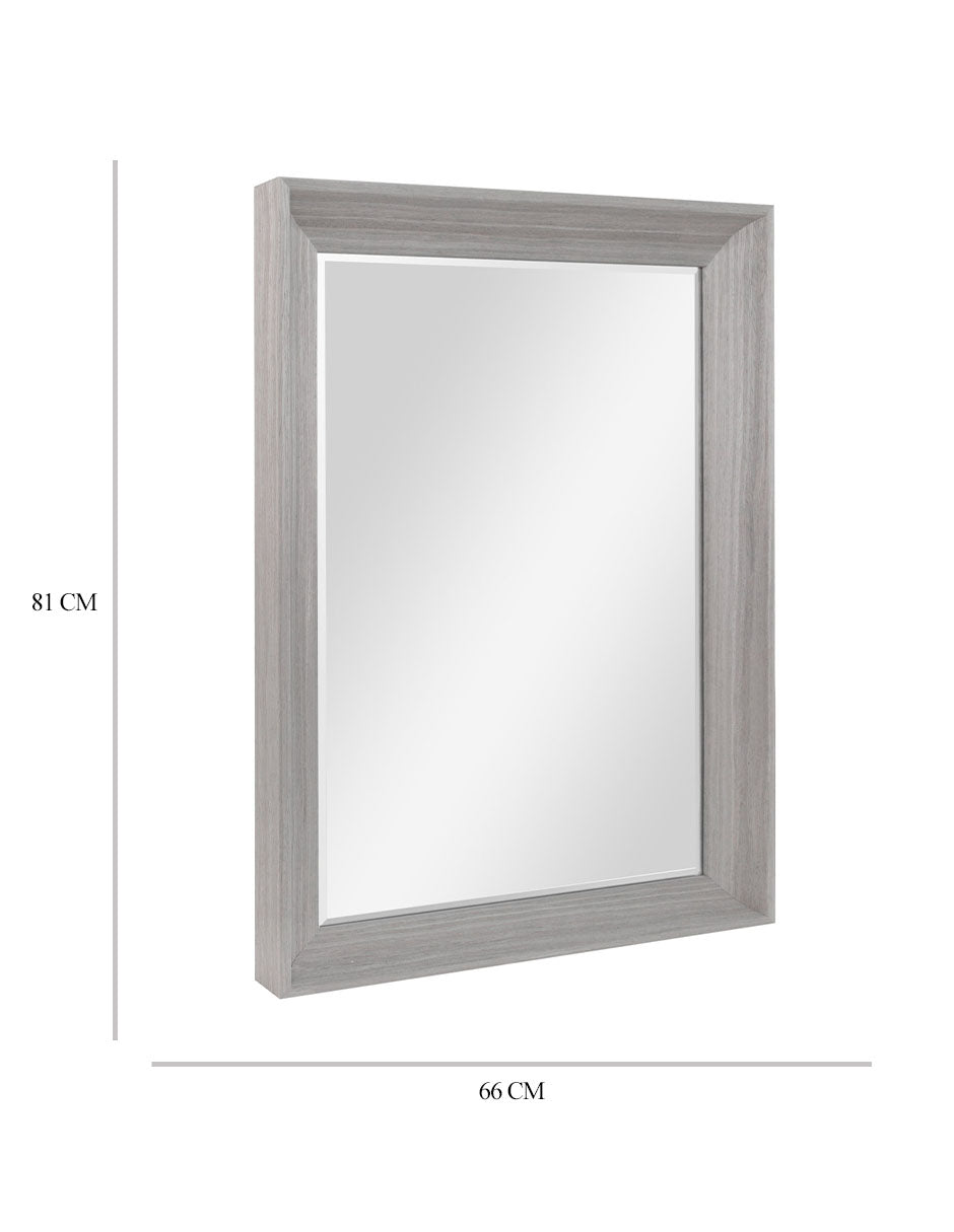 Espejo decorativo con marco de madera flotante de transición gris