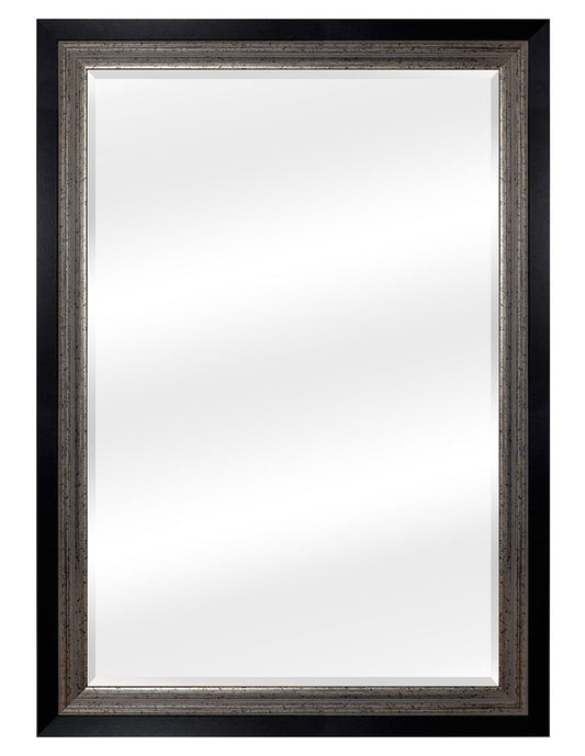 Espejo Biselado de Pared Enmarcado en color Negro con acentos champán