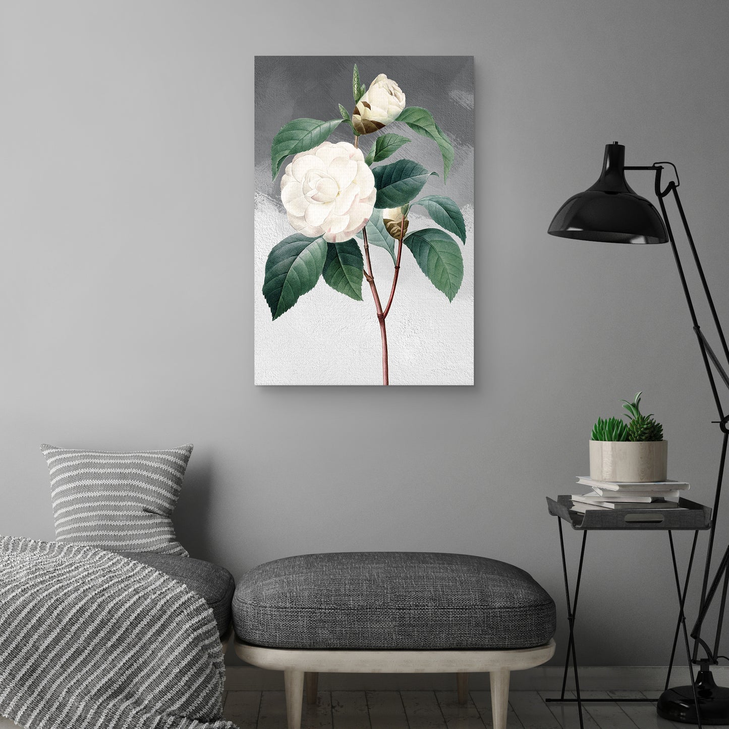 Camelia común blanca gris - Design Lab