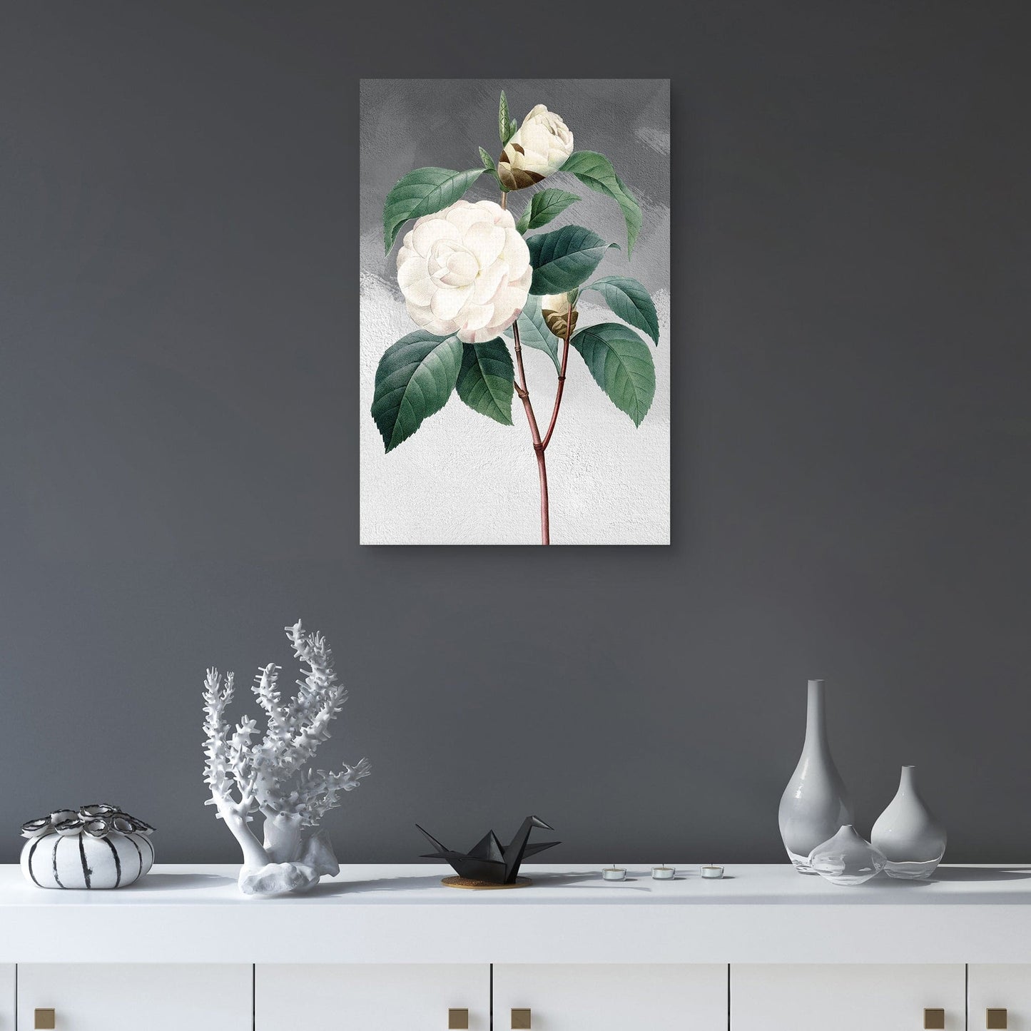 Camelia común blanca gris - Design Lab