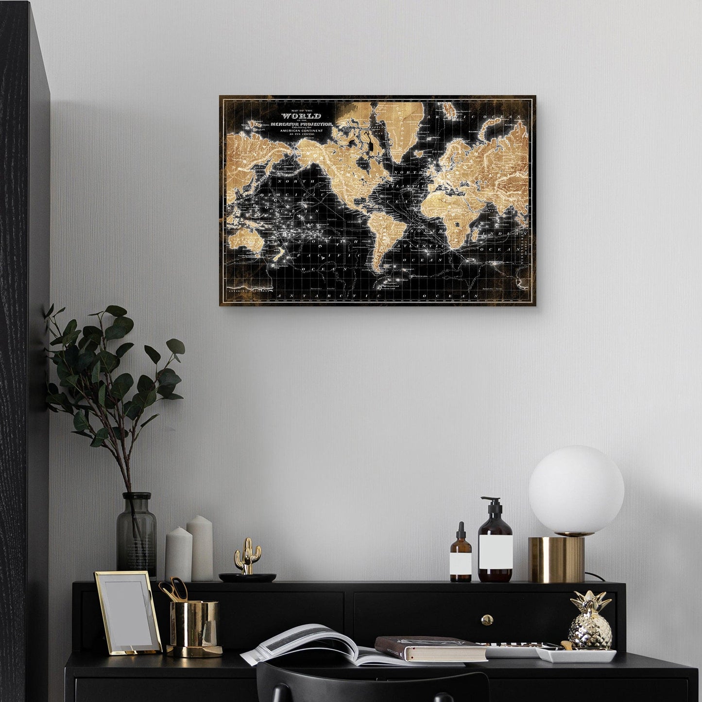 Mapa del mundo en negro - Belle Maison