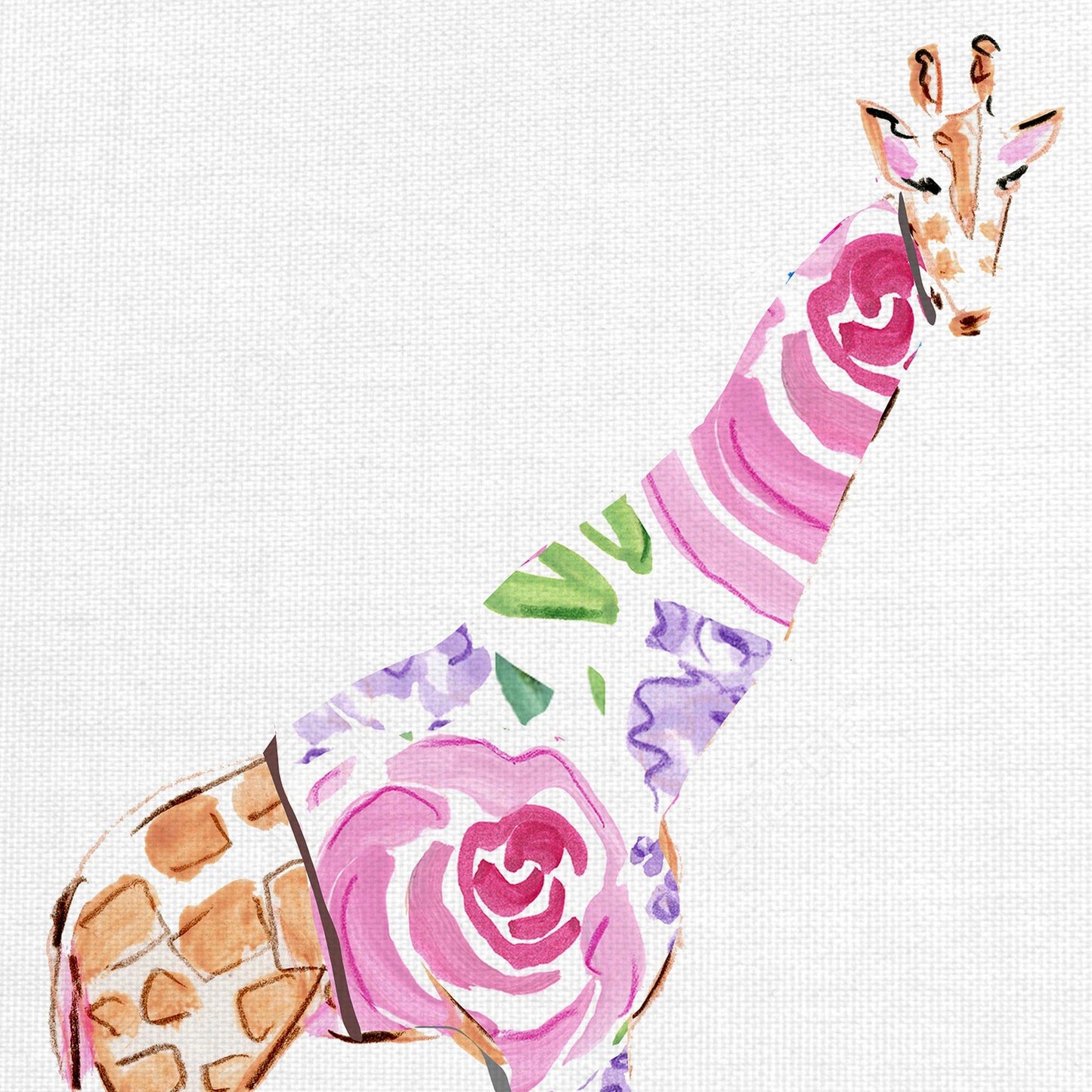 Jirafa con flores rosadas - Beth Briggs