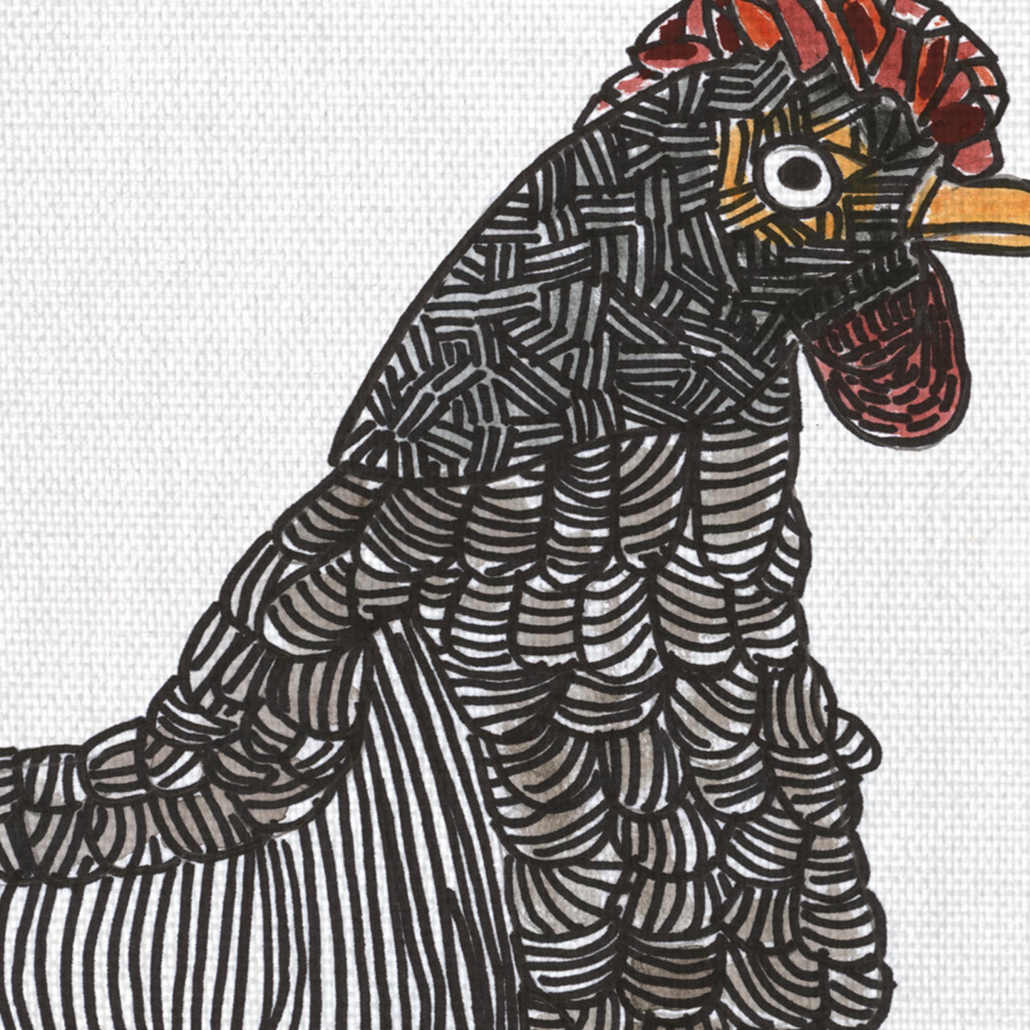 Gallo blanco y negro - Sharon Nullmeyer
