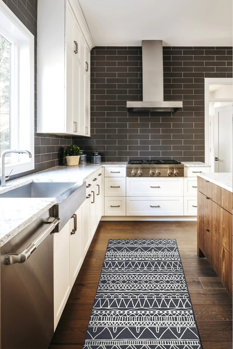 Alfombra lavable Chelsea Tribal Aztec Gris Oscuro