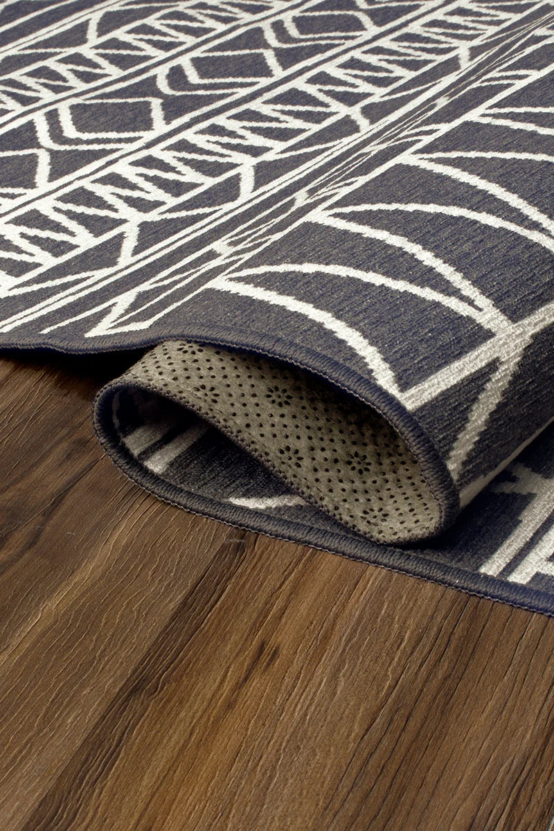 Alfombra lavable Chelsea Tribal Aztec Gris Oscuro