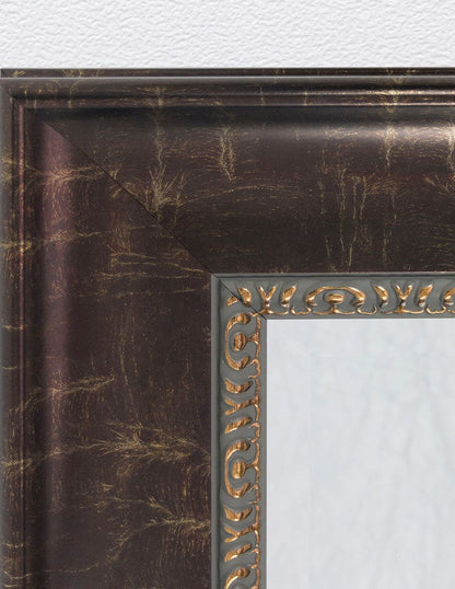 Espejo decorativo de pared con marco de bronce en relieve envejecido