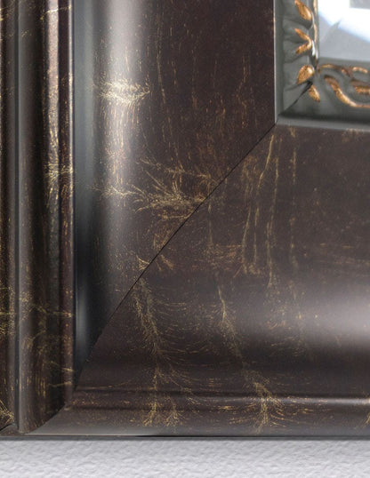 Espejo decorativo de pared con marco de bronce en relieve envejecido