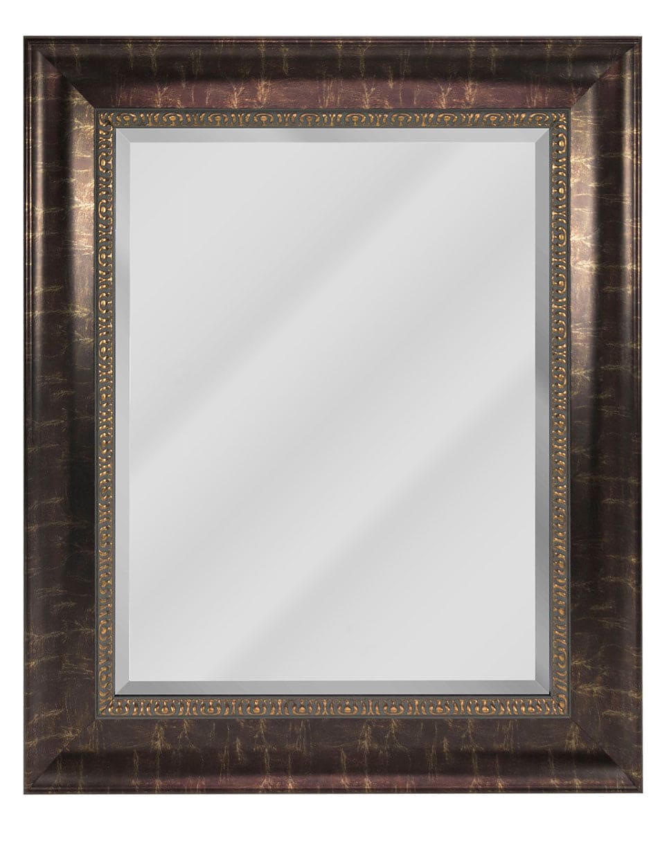 Espejo decorativo de pared con marco de bronce en relieve envejecido