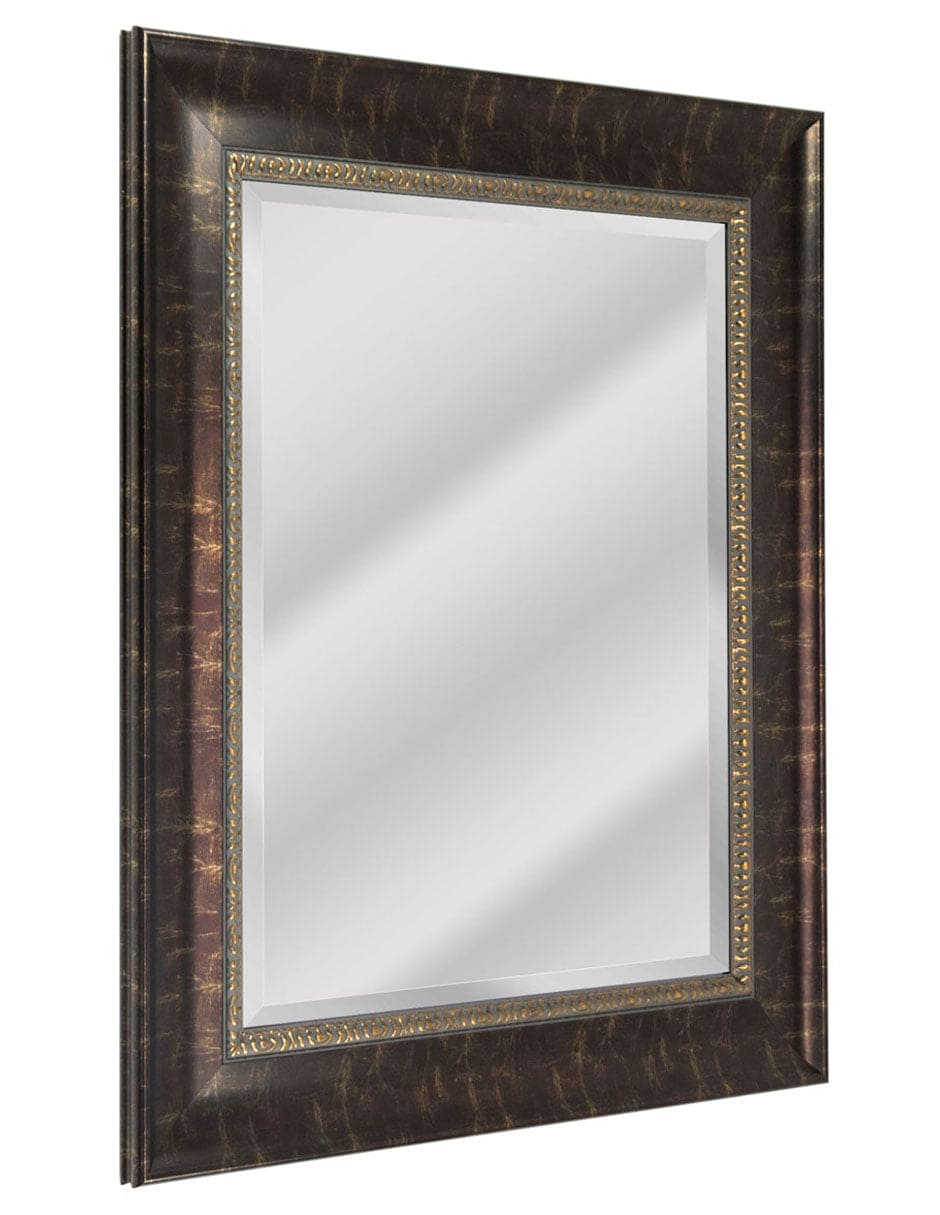 Espejo decorativo de pared con marco de bronce en relieve envejecido