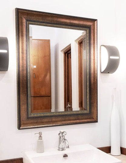 Espejo decorativo para baño rectangular color plata