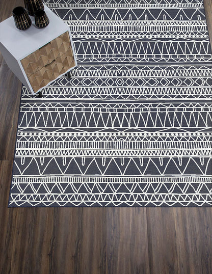 Tapete Decorativo lavable Chelsea Tribal Aztec en gris oscuro