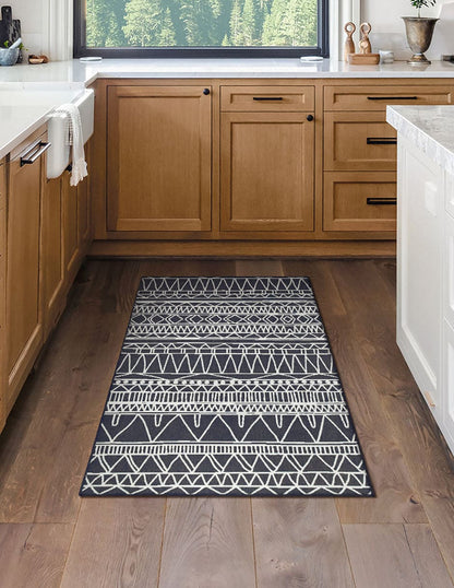 Tapete Decorativo lavable Chelsea Tribal Aztec en gris oscuro