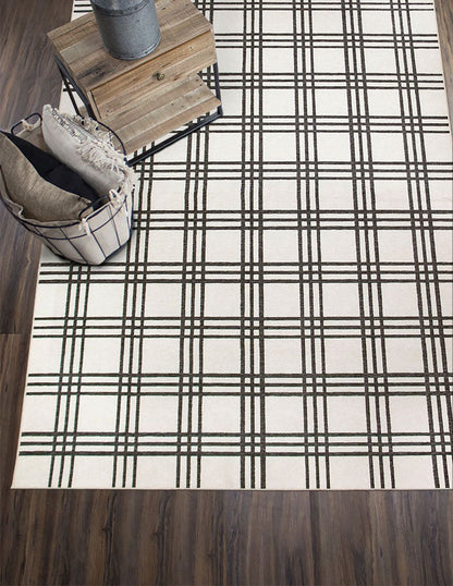 Tapete Decorativo Lavable Cuadros Negro y Crema