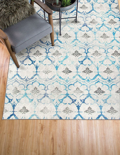 Tapete Decorativo lavable azul y beige Leilani Damask