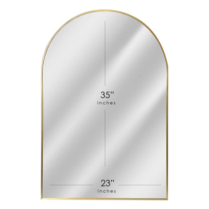 Espejo de vanidad de pared moderno con marco de metal delgado en forma de arco