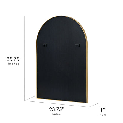 Espejo de vanidad de pared moderno con marco de metal delgado en forma de arco