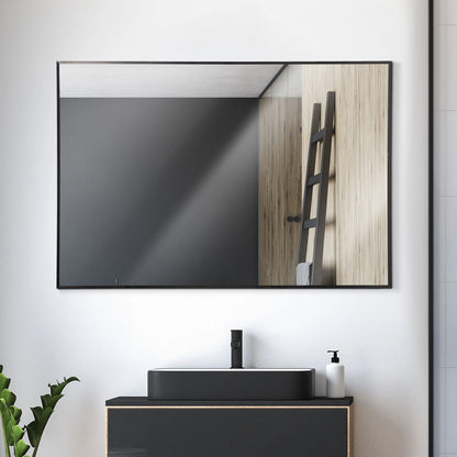Espejo de pared moderno rectangular con marco de metal delgado