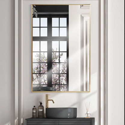Espejo de pared moderno rectangular con marco de metal delgado
