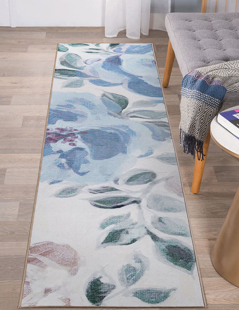 Tapete Decorativo Lavable Sasha Floral Crema Azul