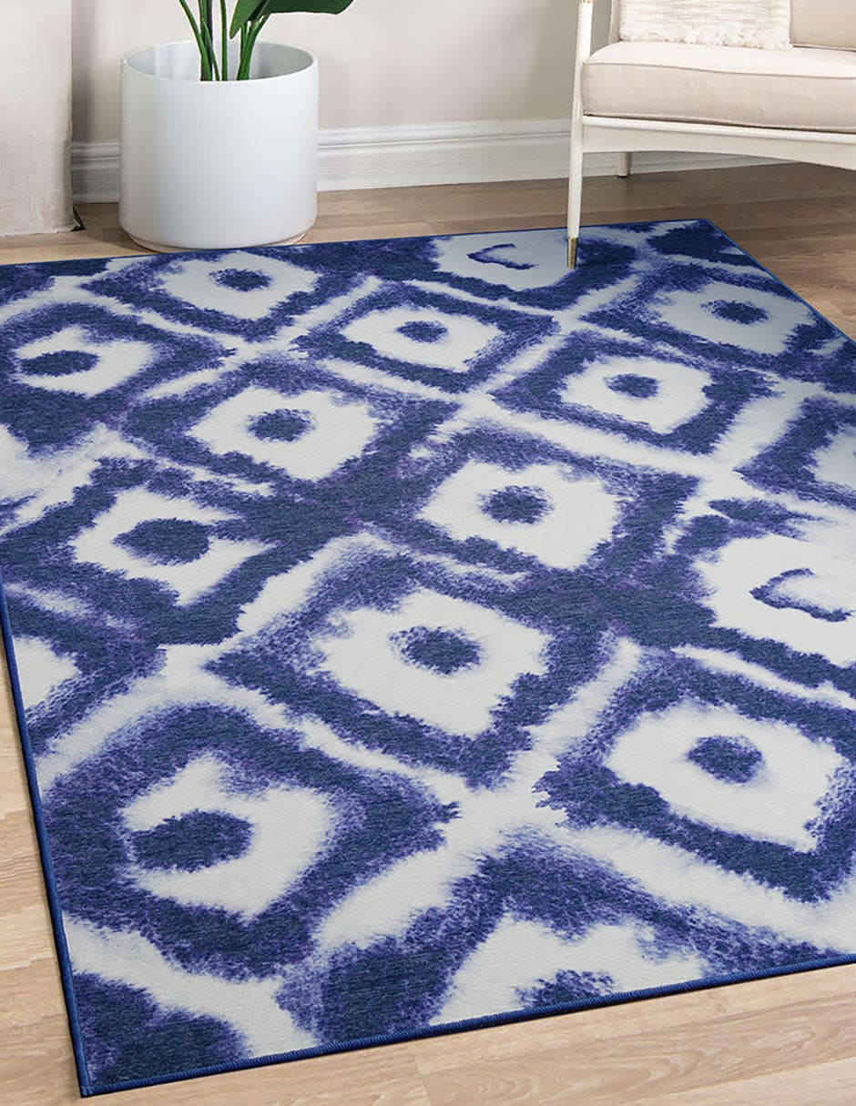 Tapete Decorativo Lavable Shibori Geométrica Diamante Azul