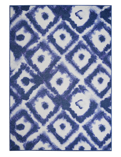 Tapete Decorativo Lavable Shibori Geométrica Diamante Azul