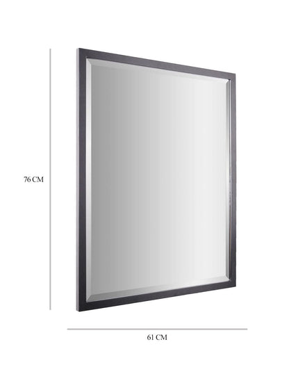 Espejo decorativo rectangular con borde biselado y marco de metal negro