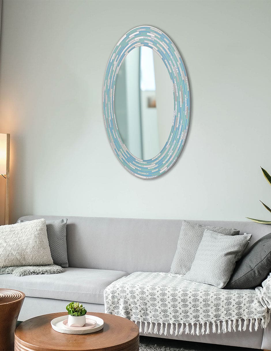 Espejo decorativo de pared ovalado con marco de azulejos
