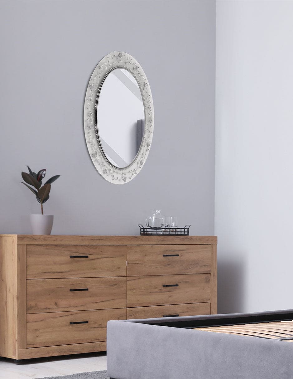 Espejo decorativo de pared ovalado con marco de azulejos