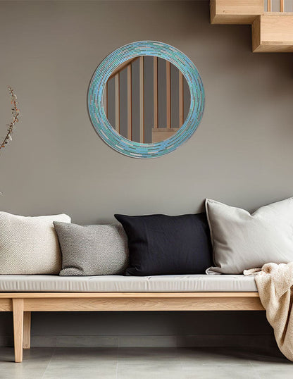 Espejo decorativo de pared ovalado con marco de azulejos