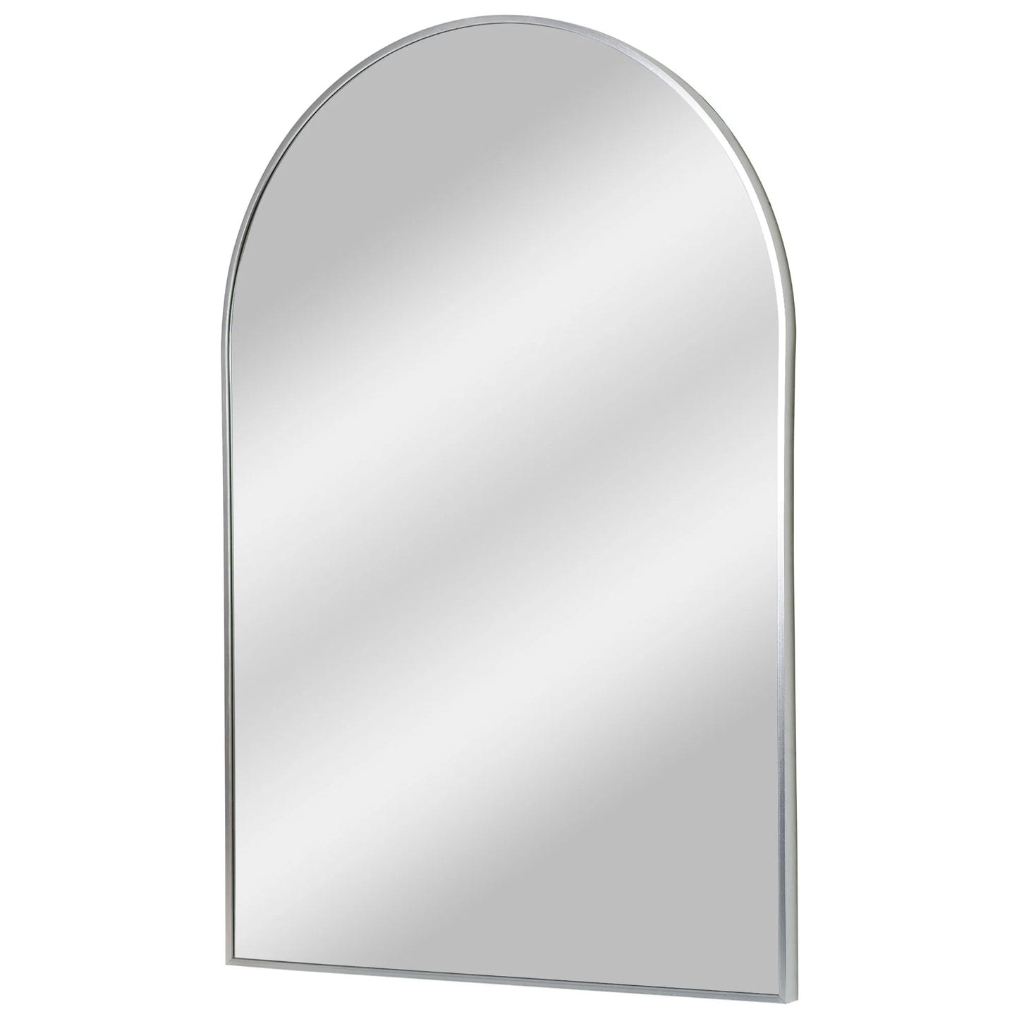 Espejo de vanidad de pared moderno con marco de metal delgado en forma de arco