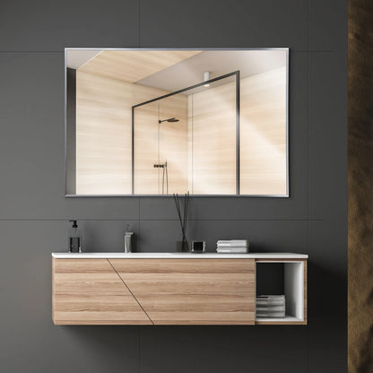 Espejo de pared moderno rectangular con marco de metal delgado