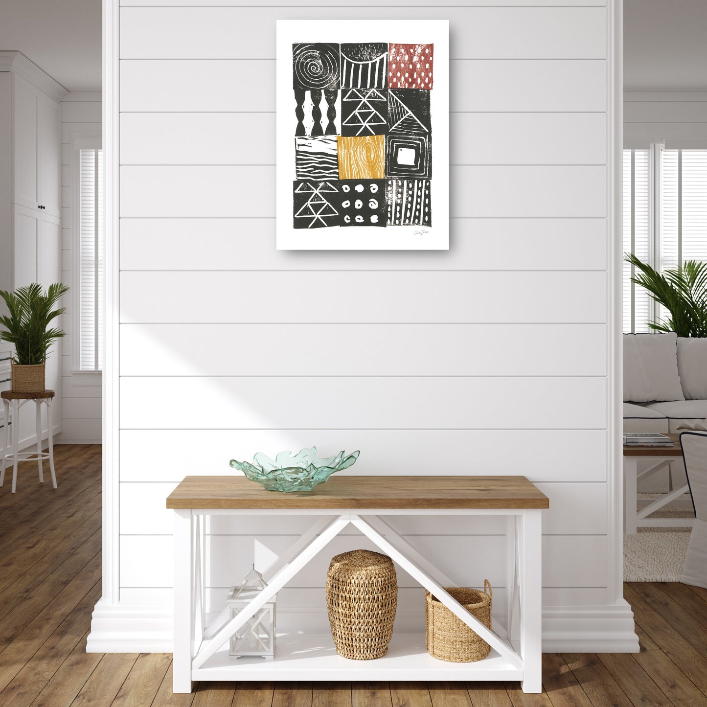 Estampado Bloque V Rojo Amarillo - Courtney Prahl