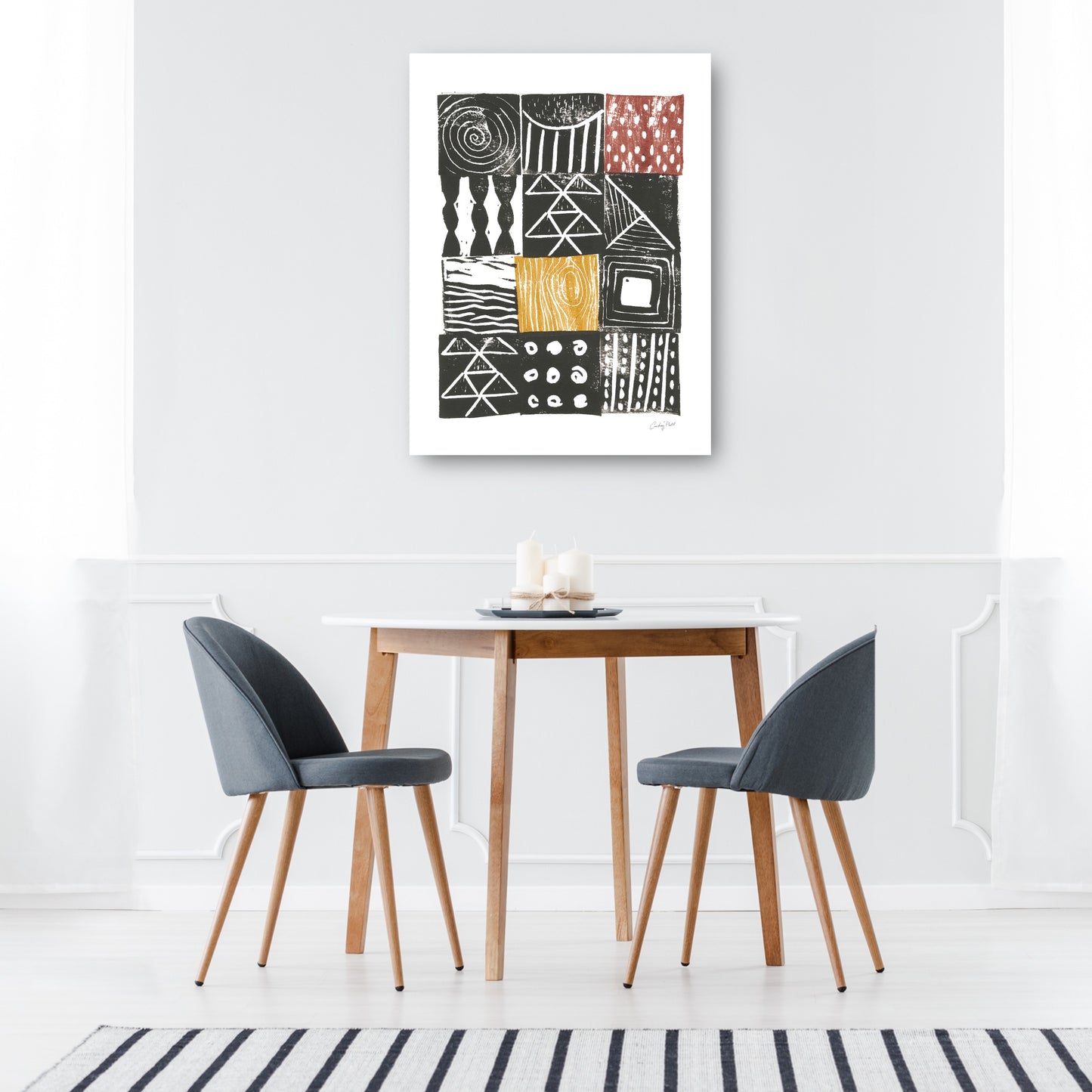 Estampado Bloque V Rojo Amarillo - Courtney Prahl