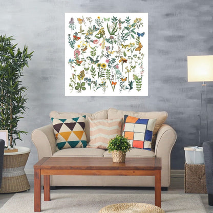 Flores y mariposas