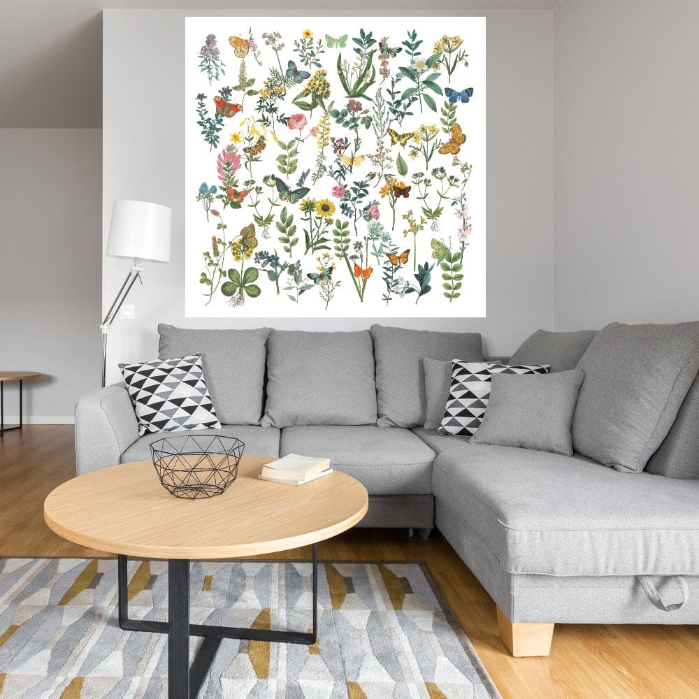 Flores y mariposas