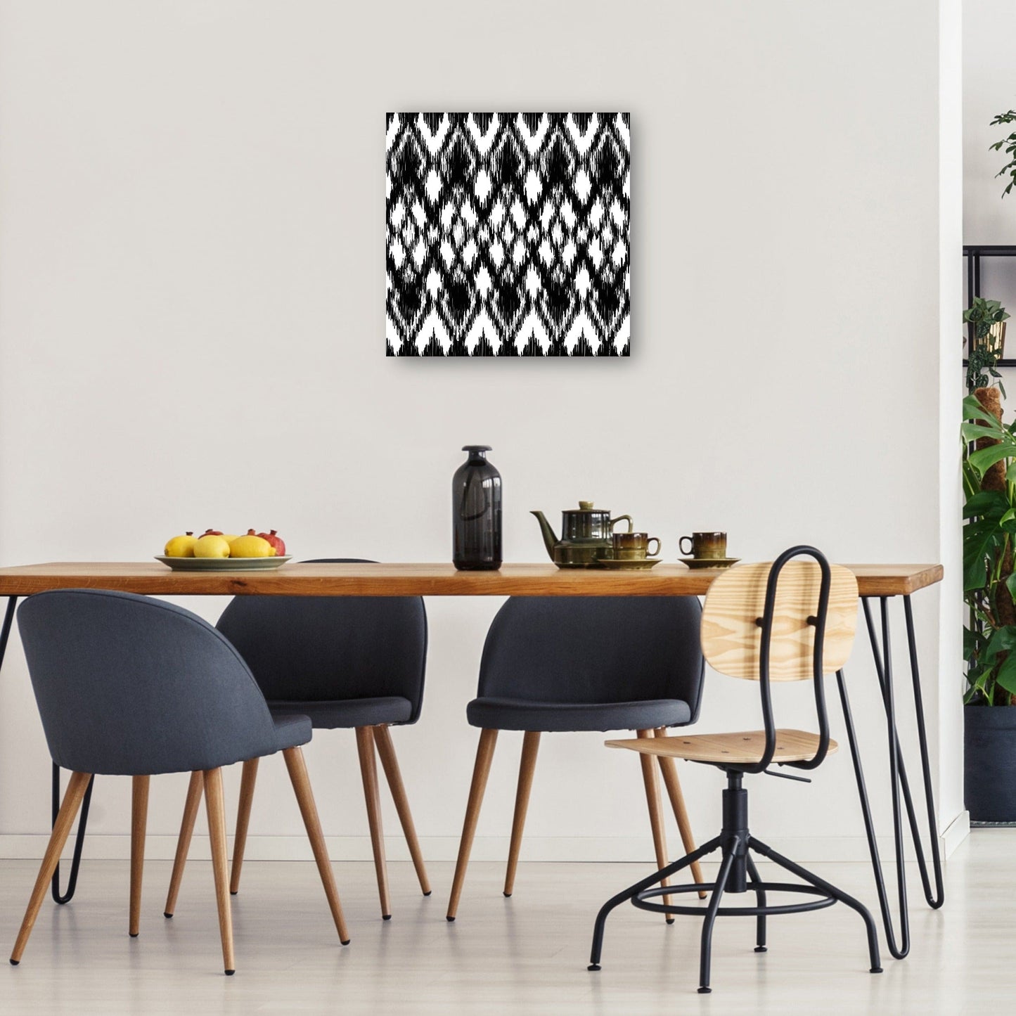 Patrón Ikat de enrejado negro - DP Gallery