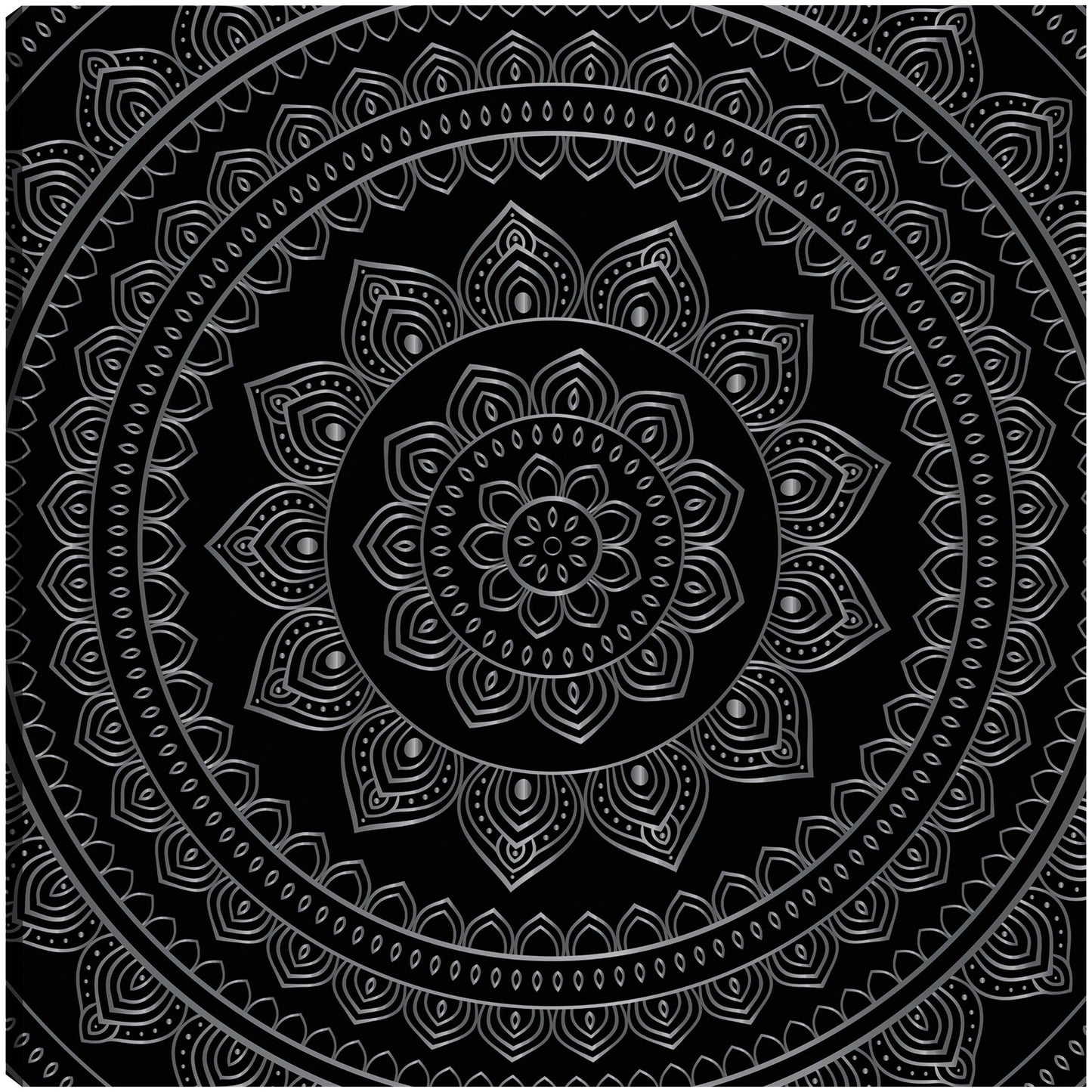 Mandala de terciopelo negro plateado - DP Gallery