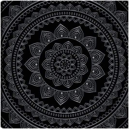 Mandala de terciopelo negro plateado - DP Gallery