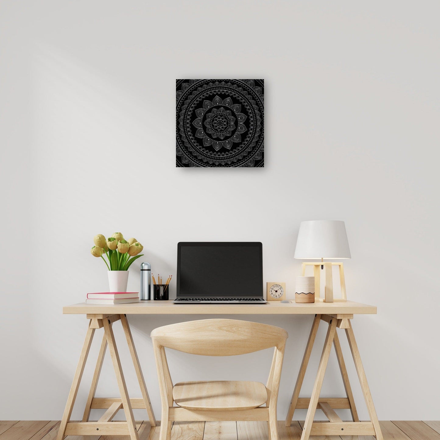 Mandala de terciopelo negro plateado - DP Gallery