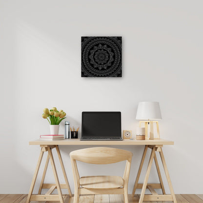Mandala de terciopelo negro plateado - DP Gallery