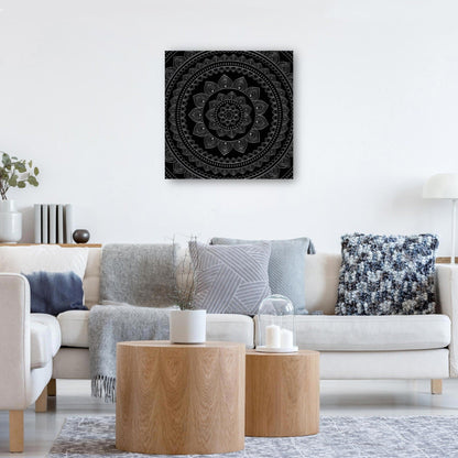 Mandala de terciopelo negro plateado - DP Gallery
