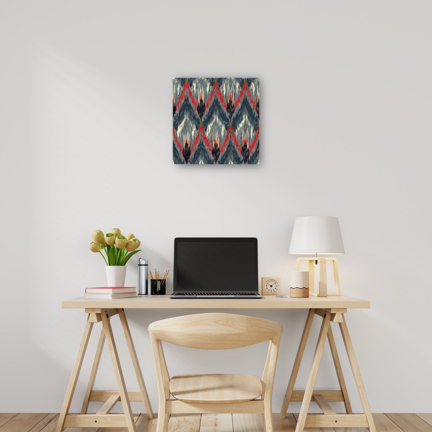Rojo Diamante Azul Gris Ikat - DP Gallery
