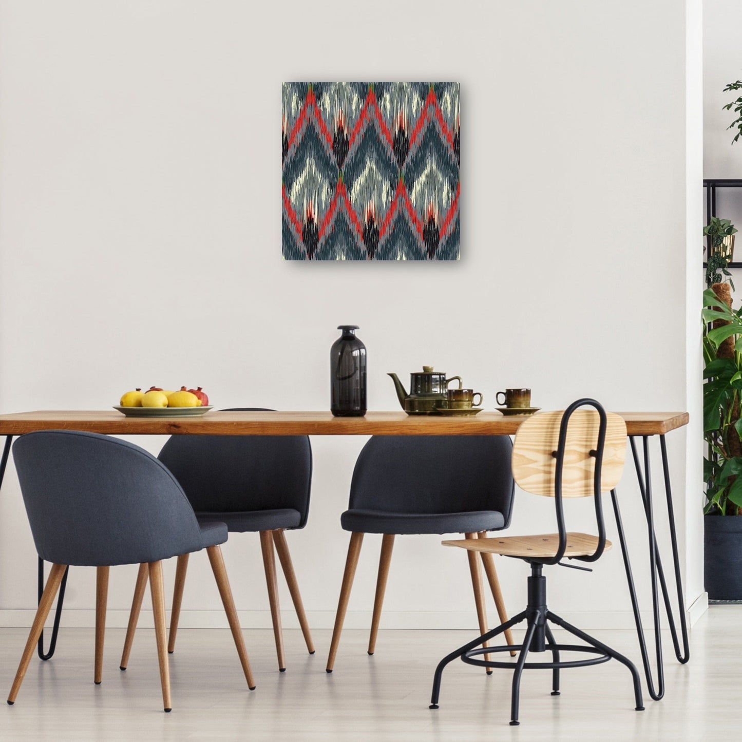 Rojo Diamante Azul Gris Ikat - DP Gallery