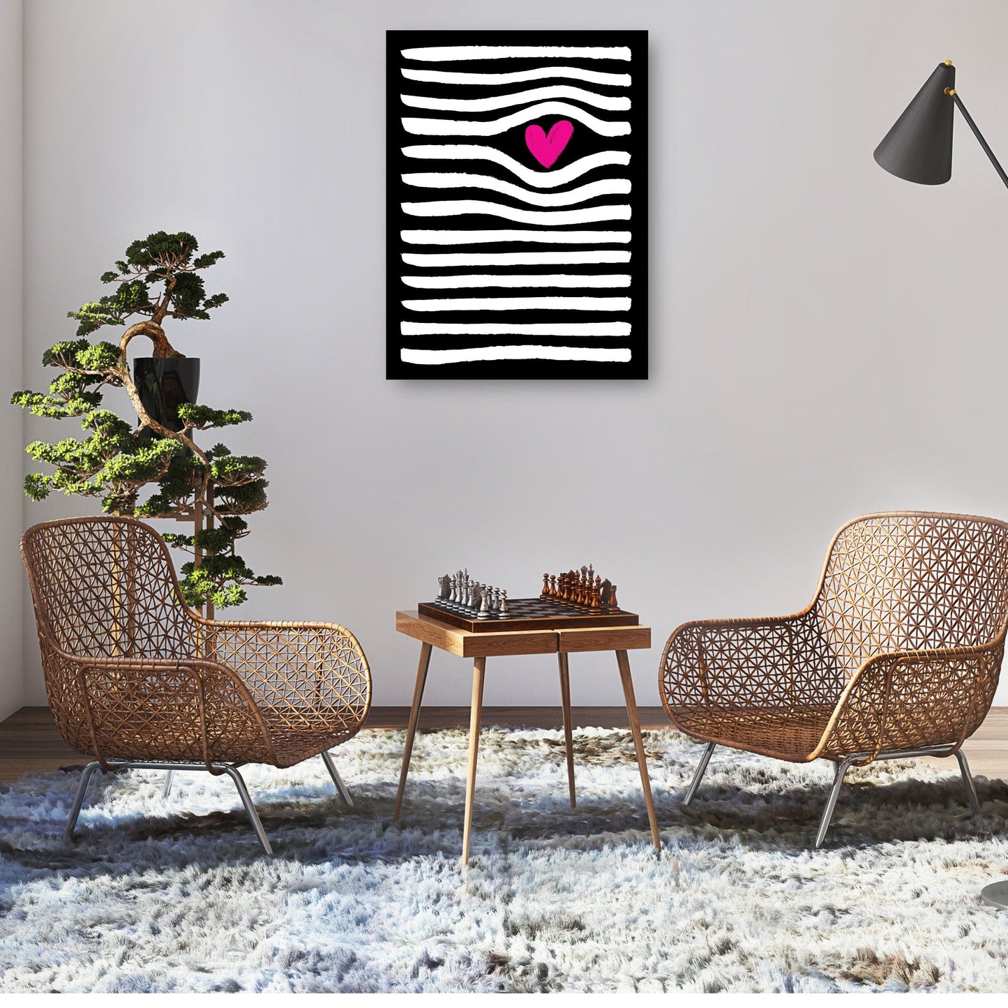 Rayas Blancas Corazon Rosa - DP Gallery