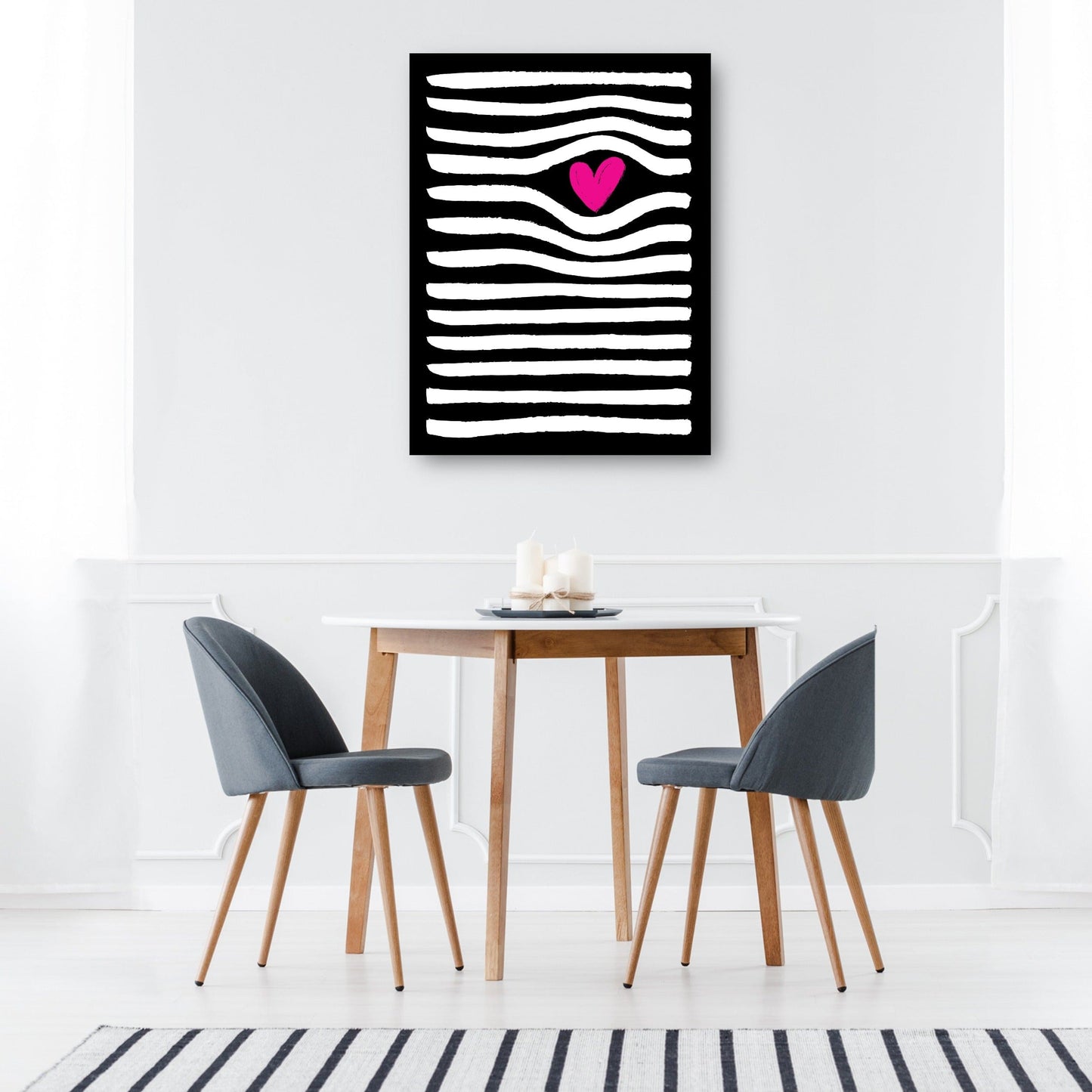 Rayas Blancas Corazon Rosa - DP Gallery