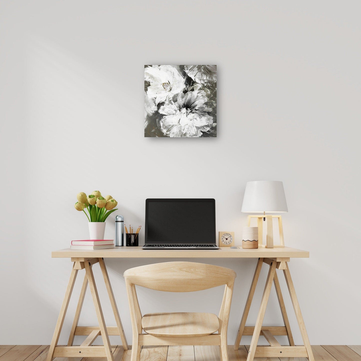 Flores blancas y grises - Design Fabrikken